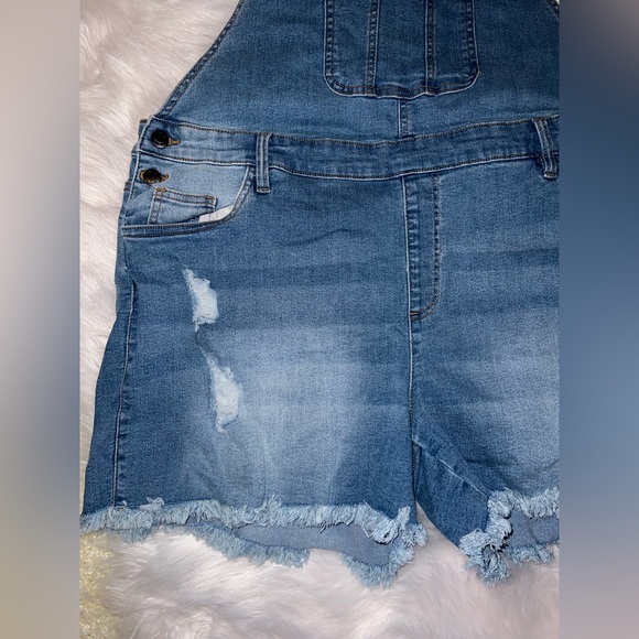 Venus Blue Denim Short Overalls - Picture 3 of 7